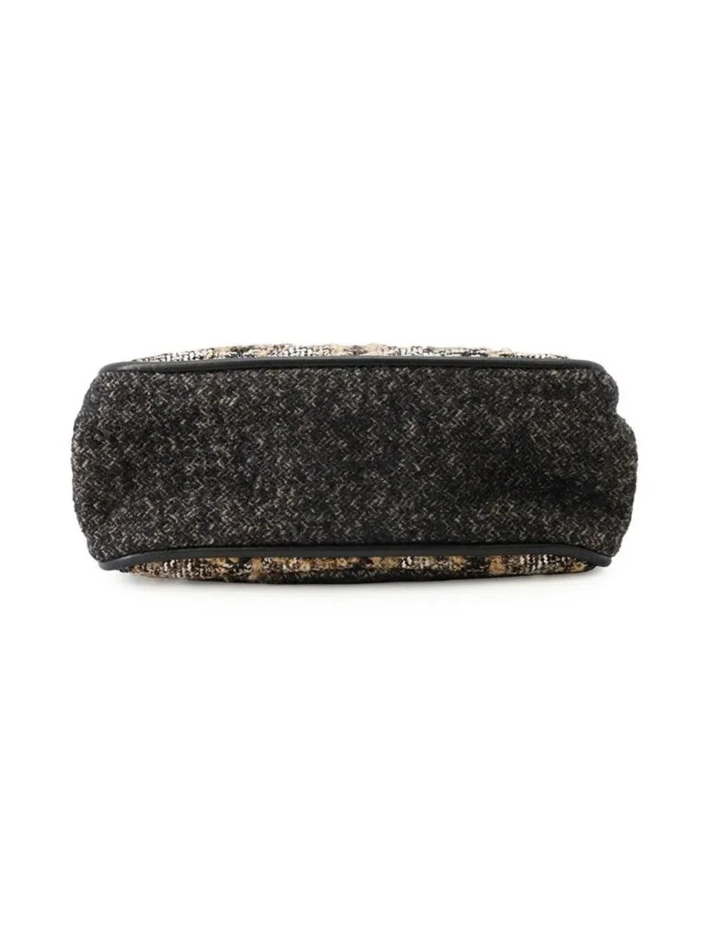 Chanel Shoulder Bag CC Logo Quilted Tweed Black